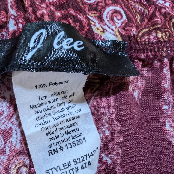 Jay Lee XL Paisley Wide Leg Palazzo Pants Boho Festival 70s Maroon Cream Stretch - Picture 3 of 9